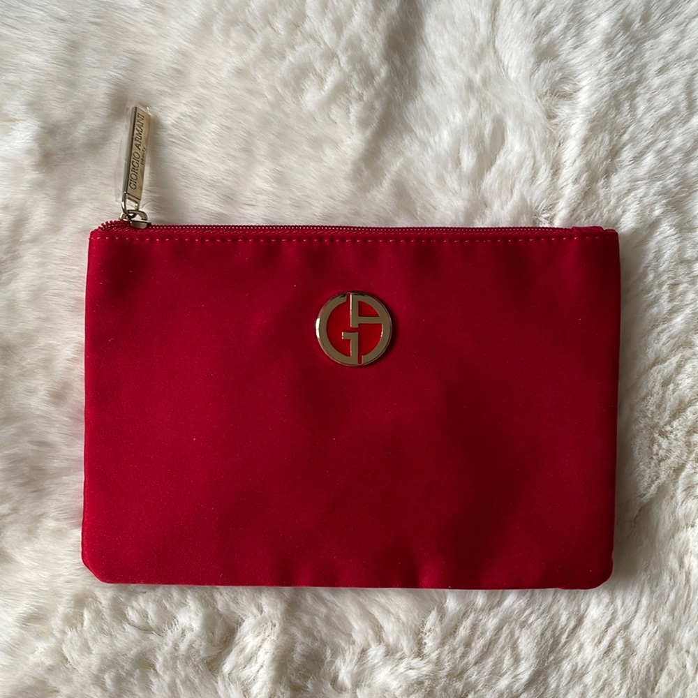 Armani beauty small zipper pouch in red